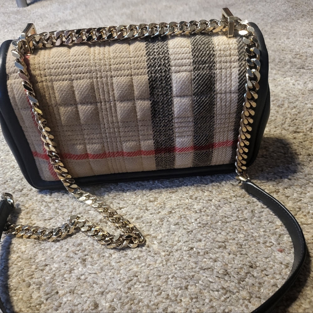 Burberry Check Cashmere Check Boucle Lola Bag & black leather - Picture 4 of 10